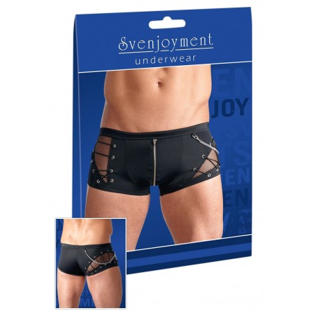 Boxer shorty pour homme lycra et voile transparent noir