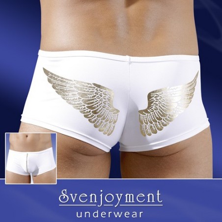 Boxer Aliax Blanc - Zip et Ailes D'Ange Dorés Aux Fesses - Tailles S / M / L / XL -  Sven Joyement