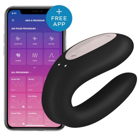 Vibrations de Couples Vaginal et clitoridien - Satisfyer Double Joy Noir