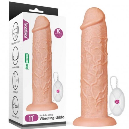 Vibromasseur Réaliste XXL - Diam. 6 cm - 10 modes Ventouse 27 cm