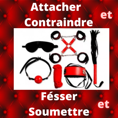 Coffret Initiation BDSM -10 pièces - Secret Bondage Rouge et Noir