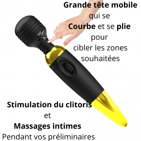 Stimulateur Clitoris - Large Tête Mobile - 25 cm / Ø 4.5 cm - Power Wand