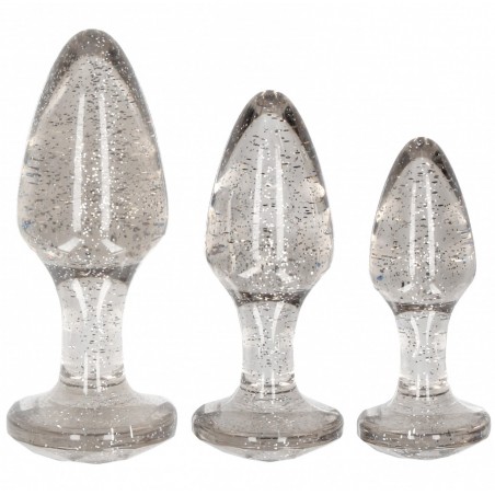3 plugs en Acrylique - Gris - Plaisir Anal en douceur