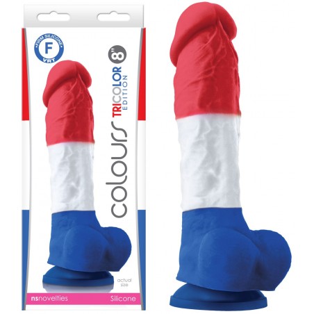 Gode Ventouse - 23 cm / Ø 4.5 cm - Réaliste - Drapeau Tricolore