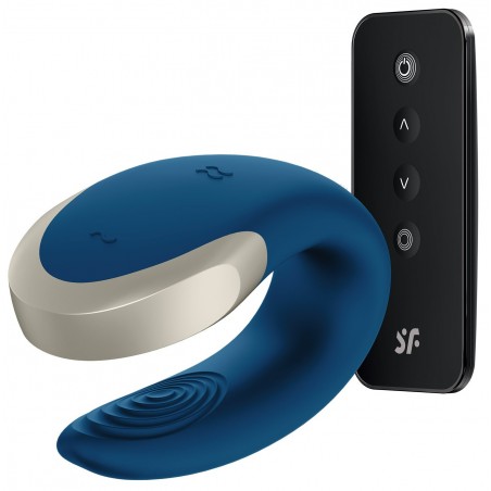Vibromasseur pour Couple - Connecté et Télécommandé - 10 modes - Rechargeable et Waterproof - Double Love Bleu
