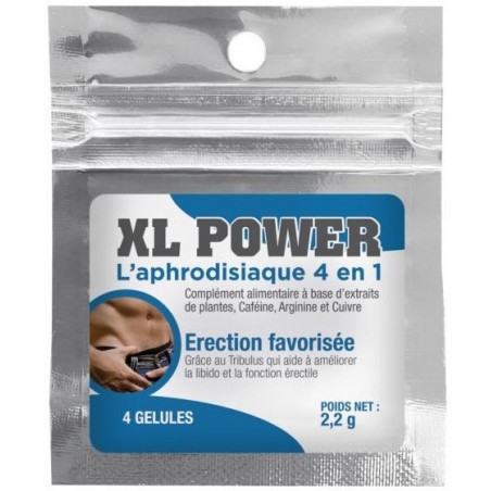 Gélules XL Power - 4 en 1 - Améliore les Performances Sexuelles - A Base De Plantes - 4 Gélules - Labophyto