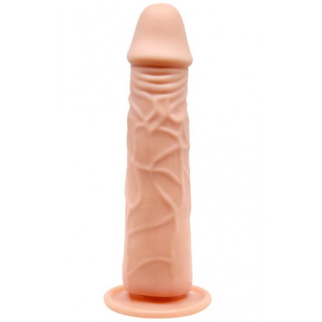 Gode Ventouse Ou Harnais Nervuré - Réaliste - Calvin - 20 cm / Ø 3,8 cm - Chair - Baile