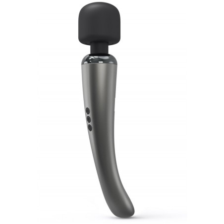Stimulateur clitoridien De Luxe - Megawand Chrome - Tête Flexible - Waterproof - Rechargeable - 29,5 cm / Ø 5,5 cm - Dorcel