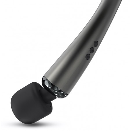 Stimulateur clitoridien De Luxe - Megawand Chrome - Tête Flexible - Waterproof - Rechargeable - 29,5 cm / Ø 5,5 cm - Dorcel