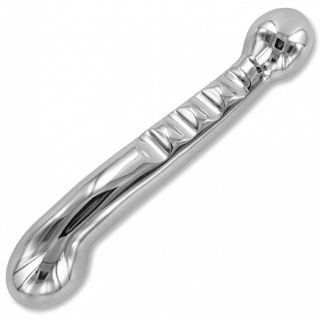 Double Gode XL - 1 Côté Rainuré - Acier Inoxydable Miroir - 27 cm / Ø De 4,4 cm A 5 cm - Ouch