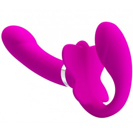 Gode Ceinture pour Femme Strapless Valerie Vibrant - Sans Harnais - Rechargeable - Waterproof - 14 cm / Ø 3,2 cm - Rose - Baile