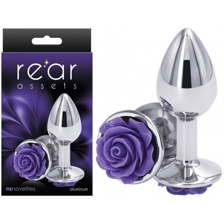 Bijou Anal avec Rose Violette - 7.5 cm /  157 2.5 cm - Rear Assets Taille S