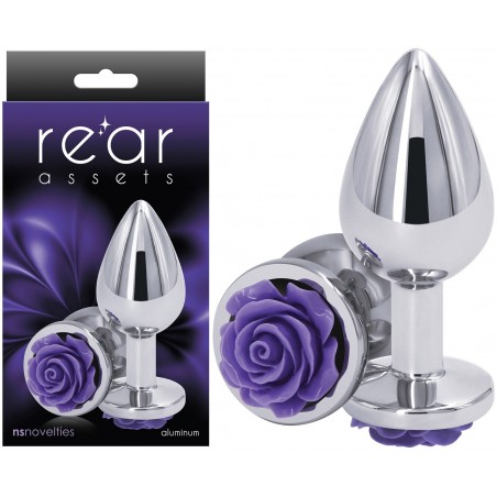 Bijou Anal avec Rose Violette - 7.5 cm /  157 2.5 cm - Rear Assets Taille M