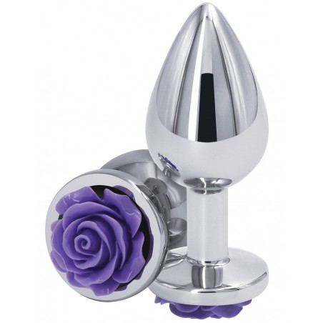 Bijou Anal avec Rose Violette - 7.5 cm /  157 2.5 cm - Rear Assets Taille M