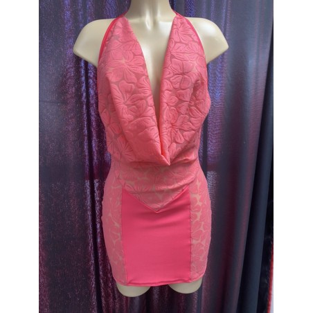 Robe dos nu - Décolleté Plongeant - Douce Dentelle rose - Du 35 au 46