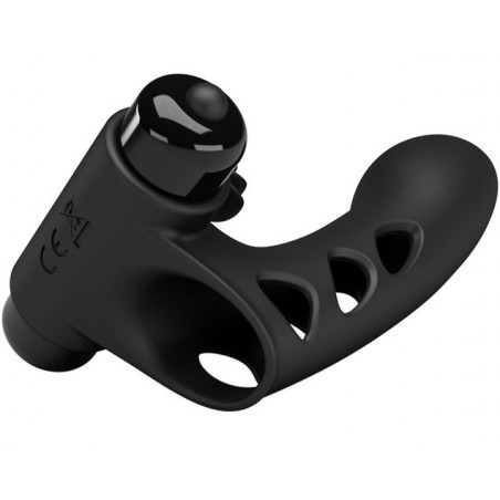 Doigt Vibrant Orlando Noir - Stimulateur Clitoridien A Langues Et Vibromasseur - 9 cm / Ø 2,6 cm - Pretty Love