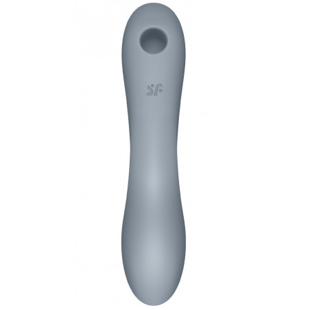 Vibromasseur Point G + Pulsations Ou Impulsions d'air Clitoridien Curvy Trinity 3 Gris - USB - Waterproof - 17,8 cm - Satisfyer