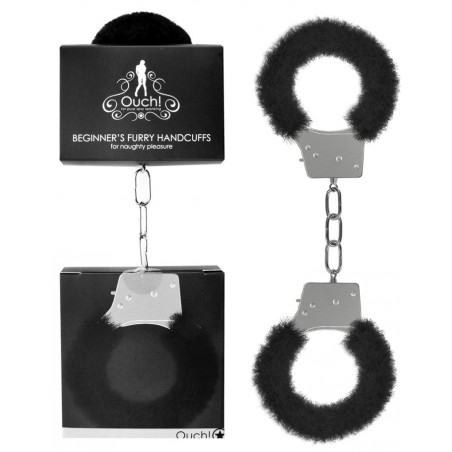 Menottes en métal avec fausse fourrure Noir