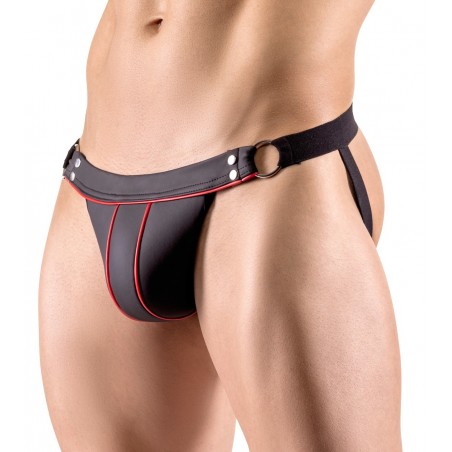 JockStrap - Fesses Nues - Effet Néoprène - Noir - Bandes Rouges - Tailles  S-M / L-XL / XXL - Sven Joyment