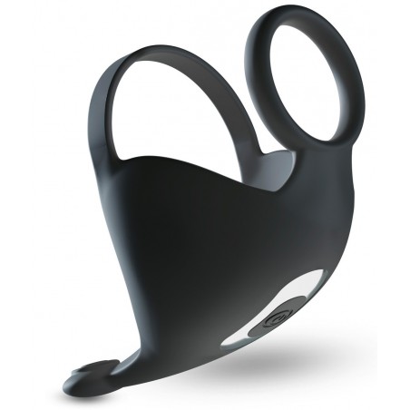 Double anneau - Masseur De Testicules Et Périnée Vibrant - Télécommandé - Rebel - 12,3 cm / Ø 3,5 - Noir - You 2 Toys