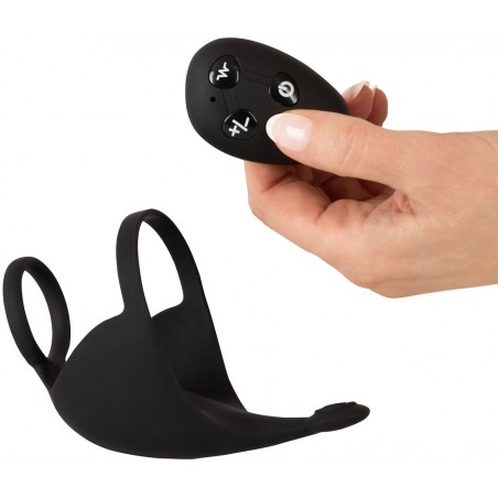 Double anneau - Masseur De Testicules Et Périnée Vibrant - Télécommandé - Rebel - 12,3 cm / Ø 3,5 - Noir - You 2 Toys