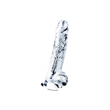 Gode Réaliste - Avec Testicules - Flawless - Texture Jelly - 18 cm / Ø 3,3 cm - Transparent - Lovetoy