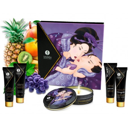 Coffret Ensemble Secret Geisha fruits Exotiques - 5 Produits Stimulants - Violet - Shunga