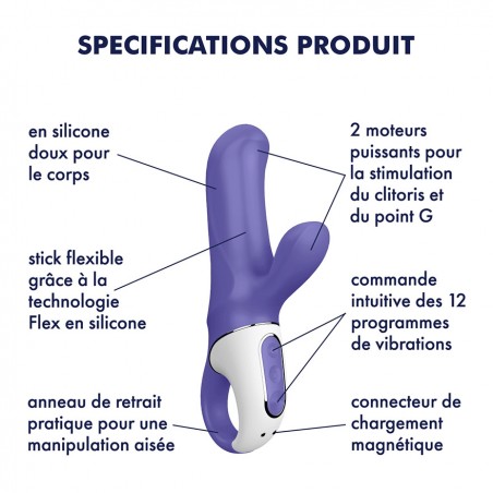 Rabbit Magic Bunny - Compact - Rechargeable - Waterproof - 18 Cm / Ø 3 Cm - Violet - Satisfyer