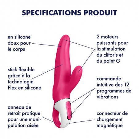 Rabbit Magic Bunny - Rechargeable - Waterproof - 22 Cm / Ø 4,5 Cm - Rose - Satisfyer