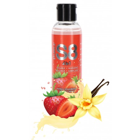 Lubrifiant A Base D'eau Comestible Et Huile De Massage - Goût Fraise-Vanille - 125 ML - S8 Stimul8