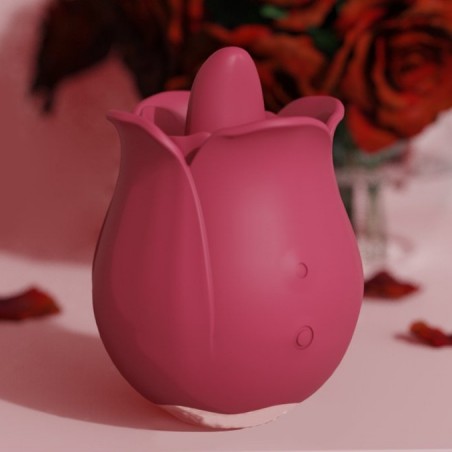 Stimulateur Clitoridien Rose Pro 4 - Langue Et Vibrations - Rechargeable - Waterproof - 8 m / Ø 5 cm - Rose - Generique