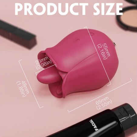 Stimulateur Clitoridien Rose Pro 4 - Langue Et Vibrations - Rechargeable - Waterproof - 8 m / Ø 5 cm - Rose - Generique