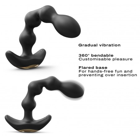 Plug Anal Vibrant Flexi Balls - Chapelet de 4 Boules - Télécommandé - USB - Waterproof - 16 cm / Ø 2,5 à 2,8 cm - Noir - Dorcel