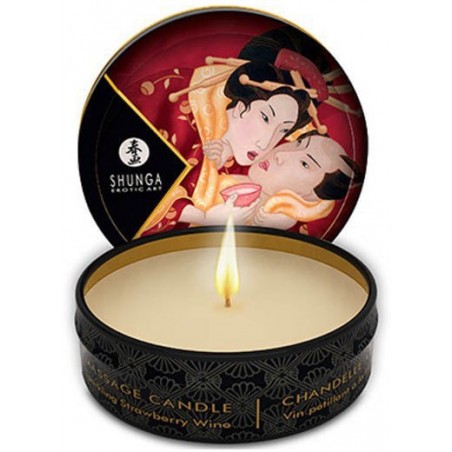 Bougie de Massage - Fond en huile de massage - Vin Pétillant Fraise - 30 Ml - Shunga