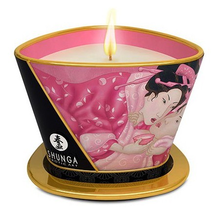 Bougie de Massage - Fond en huile de massage - Pétales de Rose - 170 Ml - Shunga