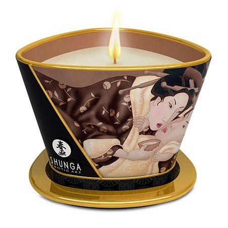 Bougie de Massage - Fond en huile de massage - Lueur et Carresse Chocolat Enivrant - 170 Ml - Shunga