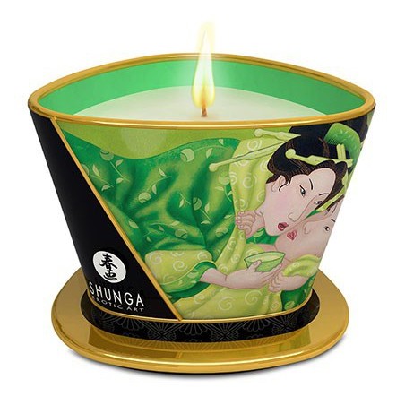 Bougie de Massage - Fond en huile de massage - Thé Vert Exotique - 170 Ml - Shunga