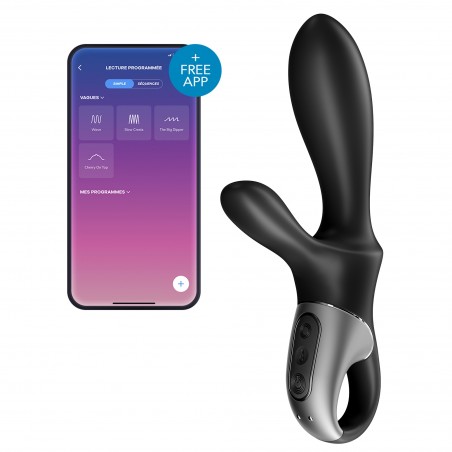 Rabbit Chauffant Heat Climax - Connecté - Rechargeable - Waterproof - 21 cm / Ø 4,2 cm - Noir - Satisfyer