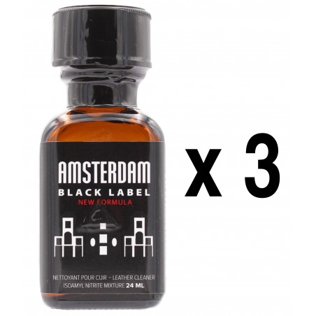 Poppers - Amsterdam Black Label - Pack De 3 X 24 Ml - Stimulant Sexuel Unisexe Et Euphorisant - Amyle