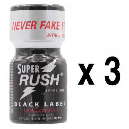 Poppers - Super Rush Black Label - Pack De 3 X 10 Ml - Stimulant Sexuel Unisexe Et Euphorisant - Amyle