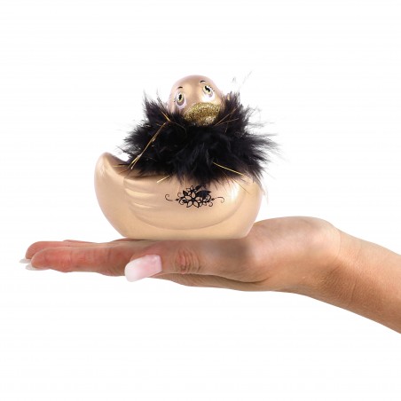 Canard Vibrant Gold Paris - Boa Amovible En Plumes Et D'Un Bec A Paillettes - Waterproof - 7,5 cm / 7,5 cm - Or - Big Teaze Toys