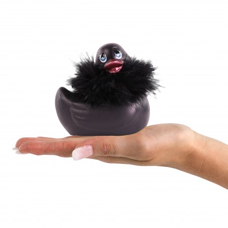 Canard Vibrant My Ducky Paris Noir - Boa Amovible En Plumes Et Bec A Paillettes - Waterproof - 7,5 cm / 7,5 cm - Big Teaze Toys