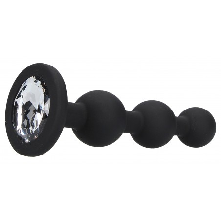 Bijou Anal Beaded Noir - Rosebud En Forme De Chapelet 3 Boules - 9,5 cm / Ø De 2 cm A 2,5 cm - Noir - Ouch
