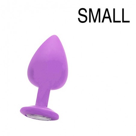 Bijou Anal Violet - Silicone - Rosebud - Taille Small - 6,5 cm / Ø 2,8 cm - Strass Transparent - Ouch