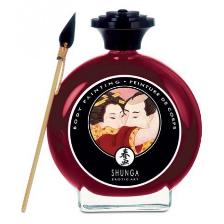 Peinture corporelles Avec Pinceau - Body Painting Comestible - Fraise Vin Pétillant - 100 Ml - Shunga