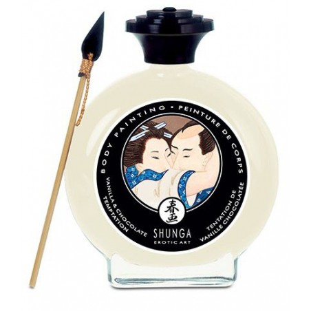 Peinture corporelles Avec Pinceau - Body Painting Comestible - Vanille-Chocolat - 100 Ml - Shunga