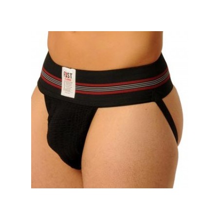 JockStrap - Fesses Nues - Fist - Noir - A Large Ceinture Noire et Rouge - Tailles S / M / L / XL - Fist
