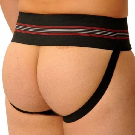 JockStrap - Fesses Nues - Fist - Noir - A Large Ceinture Noire et Rouge - Tailles S / M / L / XL - Fist