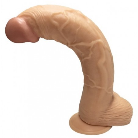 Gode Courbé XXL Guzan - Ventouse Ou Harnais - Avec Testicules - Flexible Et Réaliste - 25 cm / Ø 5,8 cm - Chair - Generique