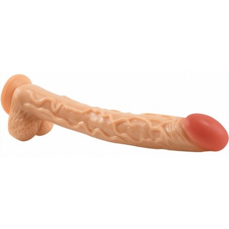Gode Courbé XXL Veinem - Ventouse Ou Harnais - Avec Testicules - Flexible Et Réaliste - 36 cm / Ø 5 cm - Chair - Generique